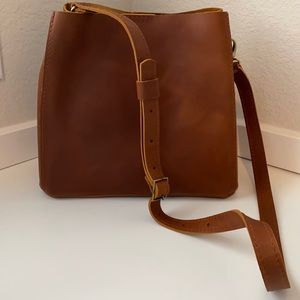 Portland Leather butterfly bucket bag, honey color, never before used!